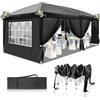 LEADZM Gazebo 3x6m Pieghevole con 6 Pareti Laterali, Tenda da Giardino Regolabile in Altezza Impermeabile UV 50+ Antivento con Borsa da Trasporto,Nero