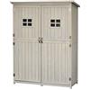 Outsunny Casetta da Giardino in Legno di Abete con Porta Doppia, Capanno Attrezzi con Mensole e Finestre, 127.5x50x164cm Grigio Chiaro