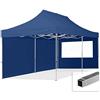 TOOLPORT Gazebo Pieghevole Giardino 3x6m - 2 Laterali Alluminio Telo Idrorepellente Padiglione Mercati Sagre Blu