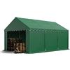 TOOLPORT Tendone deposito 4x6 m PVC 750 N verde scuro tenda capannone telaio perimetrale e rinforzo del tetto