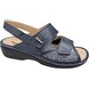 Hergos Sandali modello H1918 con plantare anatomico estraibile, tomaia in pelle blu regolabile con velcro, inserti morbidi laterali (BLU, Sistema Taglie Calzature EU, Adulto, Numero, Media, 39)