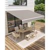 Garveelife Morsetto snodato 400 x 250 cm, resistente ai raggi UV40+ e impermeabile, con manovella e supporto da parete regolabile lunghezza + angolo, tenda da sole per terrazza e balcone, tenda da