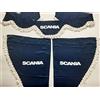 VNVIS Set di 3 tende decorative in peluche con pompon bianchi per camion Scania R S P L (blu)