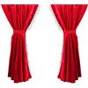 VNVIS 2 pezzi Tende Laterali e Posteriori Rosse + Decorazione per Camion Scania R S G V8 L P serie, MAN TGX TGA TGL TGS TGM TGE, DAF CF XG XF LF, Lunghezza Totale 189 pollici