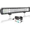 AUXTINGS 4x4 Fuoristrada Barra LED da 50 cm, 288W barra luminosa a LED da lavoro con 12V strobo cablaggio,faretto e inondazione ringhiera Led luci 6000K Impermeabile per trattore camion veicoli barche