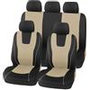VALKEM Coprisedili Auto per Nissan Micra K14 2017 2018 2019 2020 2021 2022 2023, Antiscivolo Confortevole Auto Copri Sedili, Impermeabile Anteriori Posteriori Sedili Set Coprisedili,E Beige