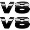 EmbemsCar 2 stemmi 3D nero lucido V8 con retro adesivo, adatti per Range Rover, camion e auto Land Rover.