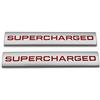 EmbemsCar 2 adesivi in metallo con logo Supercharged per auto di alta qualità per bagagliaio posteriore, adesivo per parafango laterale, colore argento e rosso