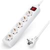 Aigostar Multipresa 5 Prese Elettriche Cavo da H05VV-F 3G1.0m㎡ 1.5 Metri, Bianco