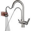 SJQKA rubinetto 3 vie, rubinetto cucina ottone miscelatore cucina spazzolato rubinetto tre vie con doccetta per cucina Rubinetto per acqua pura-spazzolato