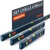 Presch Set di livelle magnetica 3 pz. - 40cm, 60cm e 100cm - Fiala infrangibile con pendenza 2% - Finestra di lettura verticale - Tappi antiscivolo innovativi