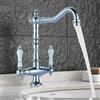 kangten Rubinetto per lavabo, in ottone di alta qualità, a due manopole, rubinetto per lavabo da bagno e lavandino