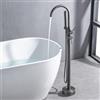 XDSMB Rubinetto Vasca da Bagno a Pavimento Grigio Canna di Fucile a Collo di Cigno Miscelatore Doccia con Deviatore 2 Modalità