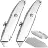 GBKDQQ 2 coltelli da tappeto con 10 lame a gancio e 10 lame trapezoidali: coltello universale in metallo per tappeti e pavimenti in PVC (argento)