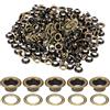 QUARKZMAN 200 Set Occhielli A Rinforzo Automatico, 5mm Occhielli In Ottone Con Rondelle Per Cinture, Scarpe, Abbigliamento, Nuclei Di Perline, Progetti Fai Da Te, Bronzo