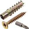 AERZETIX - Kit di 15 tasselli metallici ad espansione Ø6x32 mm color oro + 15 viti Ø5x35 mm + 1 punta PZ2 | per calcestruzzo cellulare e lastre in gesso