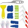 munloo Strumento Spatola, Plastica Durevole, Facile da Pulire e Utilizzare, Spatole Silicone, Strumento Liscio per Giunti in Silicone e Acrilico, Scatola di Immagazzinaggio Inclusa (Blu + Verde)