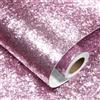 Decotalk Carta da Parati Autoadesiva Glitterata Rosa Moderna 40X900cm Adesivi Murali Glitterata Pellicola Adesiva Per Mobili Rosa Glitter Carta da Parati Camera Letto Soggiorno Armadi Decorativa
