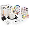 MEEDEN Kit aerografo con mini compressore d'aria portatile, pistola aerografo a doppia azione con alimentazione a gravità, kit di pulizia a 12 colori aerografo per la pittura di modelli - Bianco