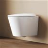 EMKE WC sospeso bianco, 490 × 365 × 360 mm, WC da parete, senza bordi, con doppio foro controcorrente e risciacquo multiforo, in ceramica, con chiusura morbida e funzione di sgancio rapido