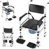 PattenlLevi Regolabile Sedia per Doccia Anziani con Ruote e freni Larghezza 45cm, altezza 46-54cm, 160 kg, Multifunzione Doccia Pieghevole con Cinture di sicurezza, Freni, Comoda WC per Anziani