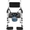 WAPHOERTE Sedia WC Regolabile Sedia per Doccia Anziani con Ruote e freni | strumento per la toilette con spazzola per la pulizia e cuscino, altezza 48-54cm, 160 kg per anziani e persone con disabilità