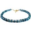 YUGNA Bracciale unisex con perline lisce a forma di rondella in cianite verde acqua da 3,5-4 mm, lunghezza 7 pollici, regolabile, placcato oro.|LNK_YG_06389