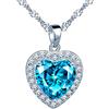 Yumilok Collana da Donna con Ciondolo a Forma di Cuore, in Argento Sterling 925, con Smalti Sintetici e Zirconia, Regalo per Donne, Natale, 45 cm, Argento sterling Zirconia cubica