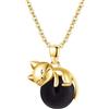 Vadmans Gold Cat Necklace Collana In Argento Sterling Con Ciondolo In Onice Nera Gioielli per Donne