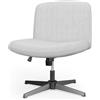 GartistGo Sedia da ufficio ergonomica senza braccioli con gambe incrociate, ampia e morbida flanella, girevole a 360° e regolabile in altezza, design moderno per la casa (grigio)
