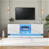 MSMOK Mobile TV moderno con illuminazione a LED, elegante armadio portaoggetti per TV, barra luminosa (bianco, 160 x 38,5 x 60 cm (lunghezza x larghezza x altezza)