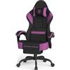 Ferghana Sedia da Gaming Ergonomica,Sedia Gaming in Tessuto Tecnologico,Sedia da Ufficio con Massaggio,Cuscino Primaverile,Poggiatesta,Braccioli, Ampio Sedile Piatto,Poltrona Ufficio,Nero-Viola