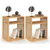 IDMarket - Set di 2 comodini Nora con Contenitore a Giorno in Legno e Canna da Zucchero