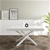 VE.CA.s.r.l. VE.CA - Tavolo allungabile Polinesia - Con porta allunghe - Struttura acciaio bianco - Piano legno 150x90 cm - altezza 80 cm - Colore Bianco Lucido - Ideale per tavolo da Pranzo - Made in Italy