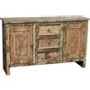 Biscottini Credenza in legno massiccio riciclato finitura anticata L138XPR36xH84 cm 2 ante 3 cassetti - 138x36x84 cm