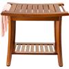 Utoplike Sedile da doccia in teak con maniglie, sgabello da bagno portatile in legno con ripiano per asciugamani, grande panca da doccia impermeabile, perfetto per il bagno e l'uso esterno