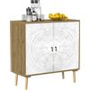Skokliz Credenza Cucina con 2 Ante, Mobiletto con Cassetti, Mobile con Ante e Ripiani Regolabili in Altezza, per Soggiorno Sala da Pranzo, 80 x 35 x 80 cm
