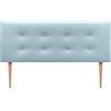 DHOME Testiera in Similpelle o Tessuto AQUALINE Pro con 2 file di Bottoni e Gambe Testiera Imbottita per Letto di Lusso (160x105cm con gambe (Letti 150/160), Similpelle Celeste)