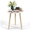 APICIZON Tavolino rotondo Ø 42 cm, altezza 51 cm, tavolino con gambe in legno massiccio, stile scandinavo, comodino in legno per soggiorno, camera da letto, colore: naturale/bianco
