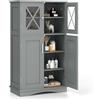 GYMAX Mobile da Bagno a 5 Livelli Regolabile, 60 x 30 x 108 cm, Armadio Basso, Mobile Portaoggetti per Soggiorno, Bagno e Cucina (Grigio)