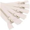 ByaHoGa 5 cerniere in metallo da 25 cm, chiusura lampo da 5 mm, non divisibili, per borsa fai da te (argento bianco)