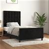 HaoChrymec Struttura Letto con Testiera in Velluto, Regolabile, Singolo, Design Moderno, Supporto Lombare, single bed, rete letto, per Camera Singola e Guest Room, Nero, 90x190 cm