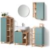 Livinity Set di mobili da bagno Marano, Grigio-blu 60 cm | 5 pezzi · Mobile sottolavabo · Specchio · Mobile medio · Scaffale da bagno · Pensile
