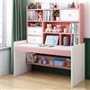 KUviez Scrivania per computer con 2 cassetti portaoggetti e libreria, scrivania da studio ad altezza regolabile Scrivania compatta per adolescenti e postazioni di lavoro per ragazze e ragazzi (120 cm, ros