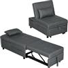 HOMCOM Poltrona Letto Singolo 3 in 1, Poltroncina Reclinabile a 3 Livelli con Rivestimento in Tessuto Effetto Lino e Cuscino, 65.5x104x81 cm, Grigio