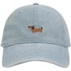 MONYRA Berretto da baseball unisex con ricamo a bassotto, berretto in jeans regolabile, 100% cotone, per donna e uomo, Azzurro (Light Wash)