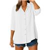 Generico Camicia Lino Donna Estive Elegante Camicetta Manica 3/4 Camicia Donna Manica Corta Camicie in Lino Maglia Tees Traspirante Abbigliamento Magliette alla Camicie in di Cotone (White, XL)