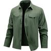 Celanisai Camicia tattica da uomo a maniche lunghe, con tasca sul petto, traspirante, per safari, per attività all'aperto, da lavoro, militare, protezione UV, O verde dell'esercito, L