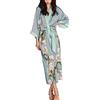 Generico Accappatoi Donna Senza Cappuccio Pigiama da Donna in Raso a Sette Maniche con Stampa Floreale e Accappatoio da Salotto Vestaglia Donna 𝐒𝐞ta 𝐏ura Tessuto (Sky Blue, One Size)