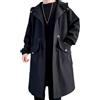 Lecreatekit Cappotto lungo da uomo in stile coreano, parka con cerniera e tasche grandi, perfetto per abbigliamento da lavoro e formale (XXL nero)